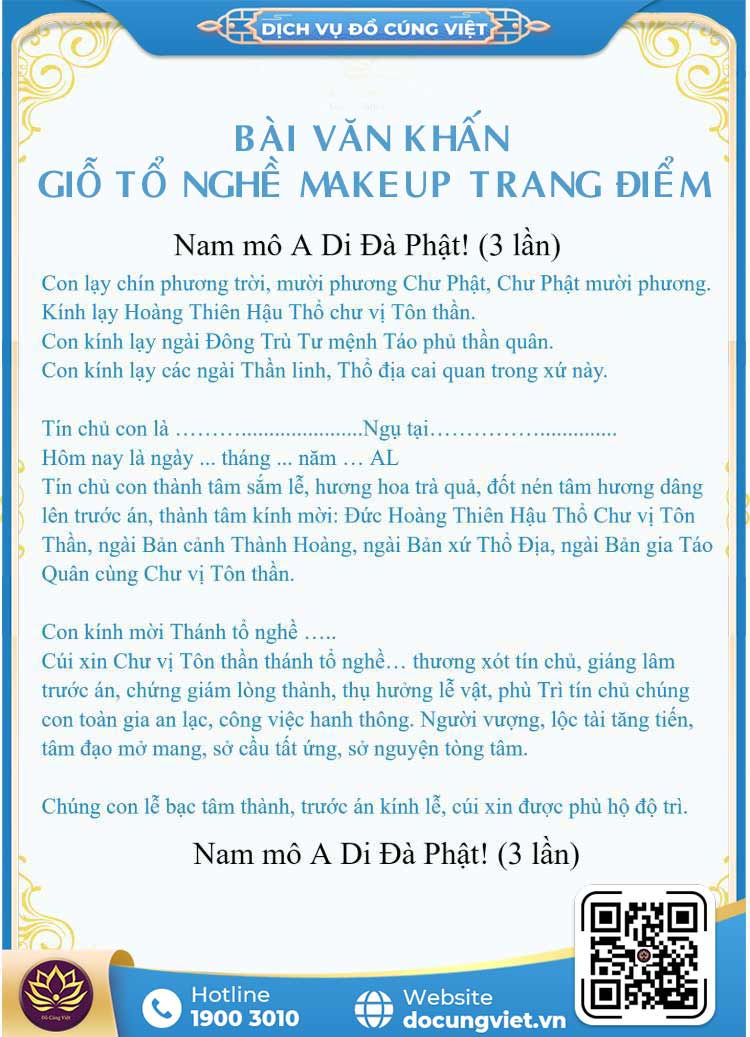 Bài cúng văn khấn tổ nghề trang điểm makeup