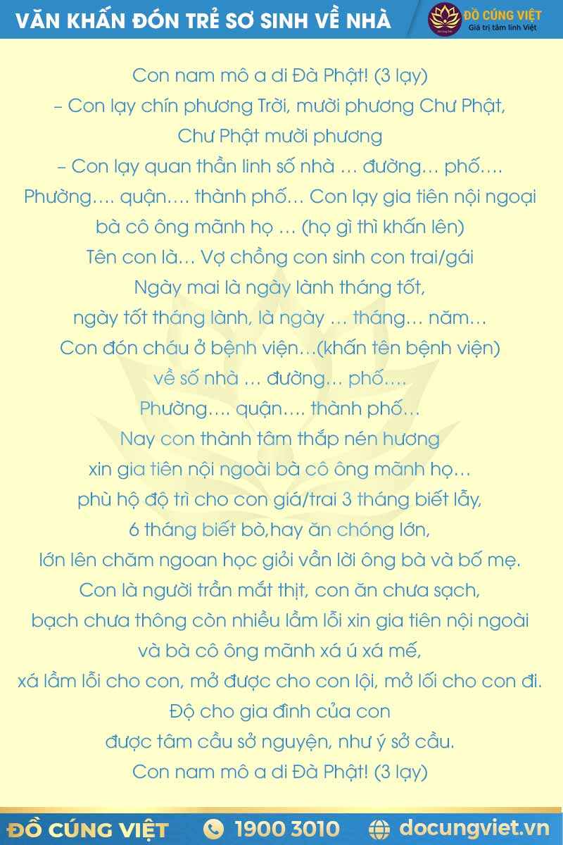 Văn khấn đón trẻ sơ sinh về nhà